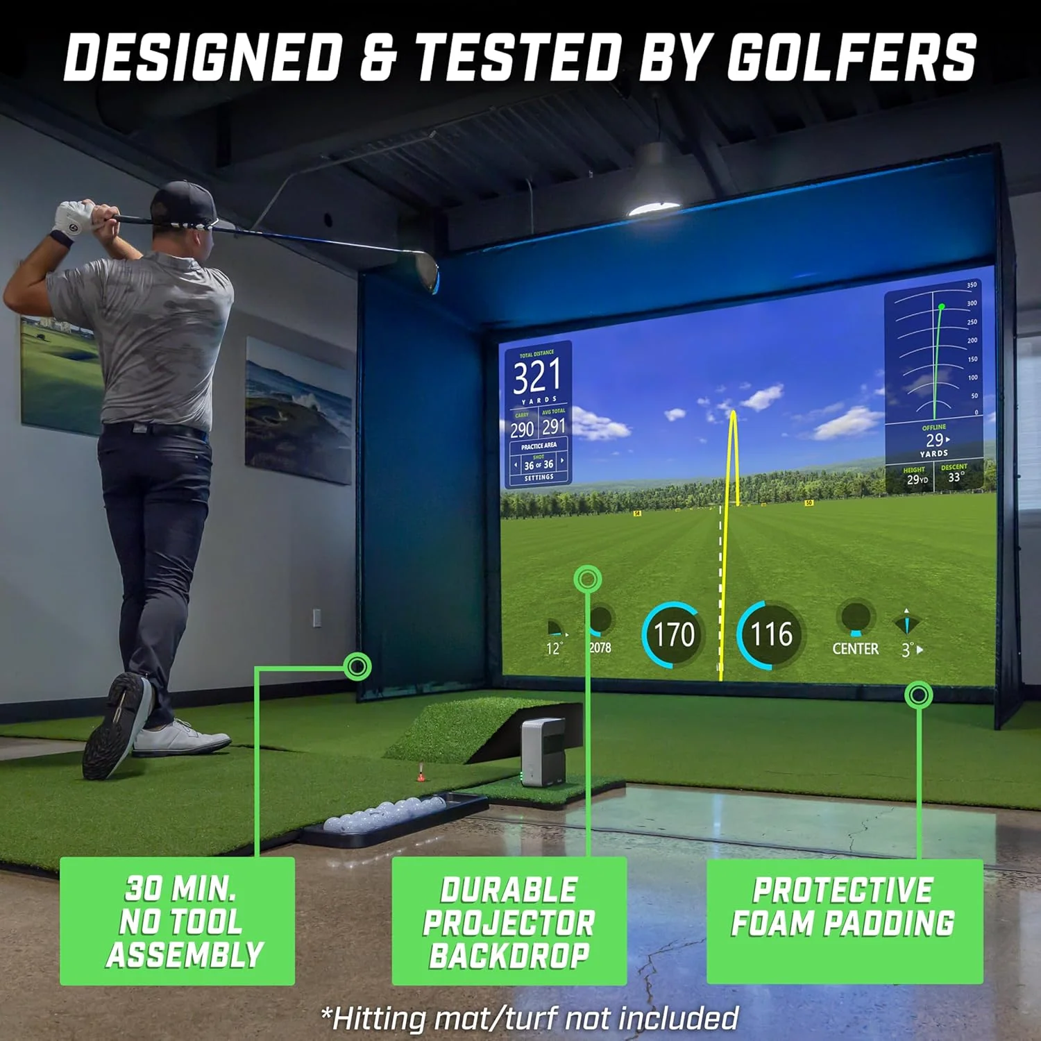 10 x 8 ft Golf Simulator Enclosure Net - Image 3
