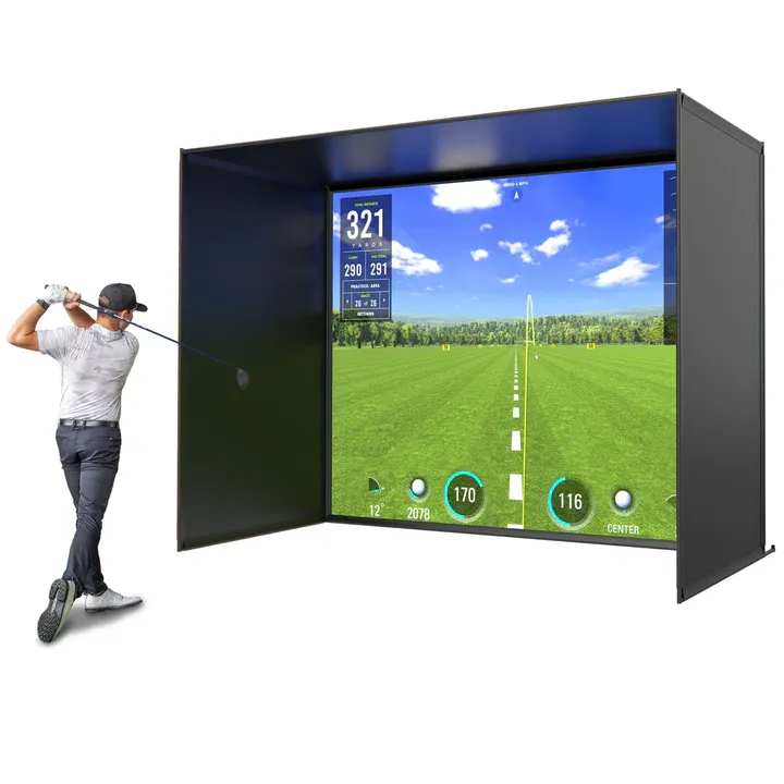 12 x 9 ft Golf Simulator Enclosure Net - Complete Set with Frame and HD Impact Screen Kit