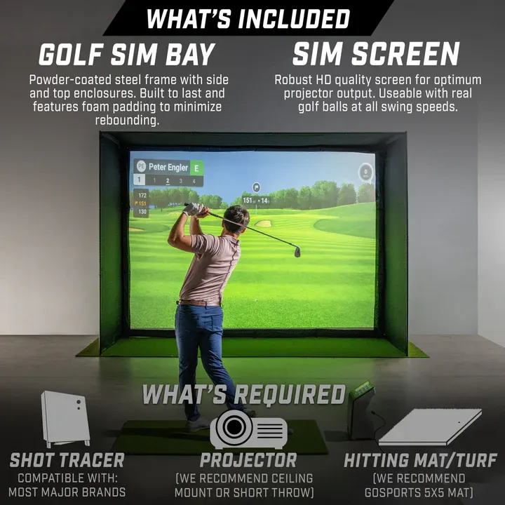 12 x 9 ft Golf Simulator Enclosure Net - Complete Set with Frame and HD Impact Screen Kit - Image 2