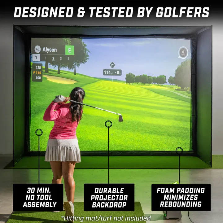 12 x 9 ft Golf Simulator Enclosure Net - Complete Set with Frame and HD Impact Screen Kit - Image 5