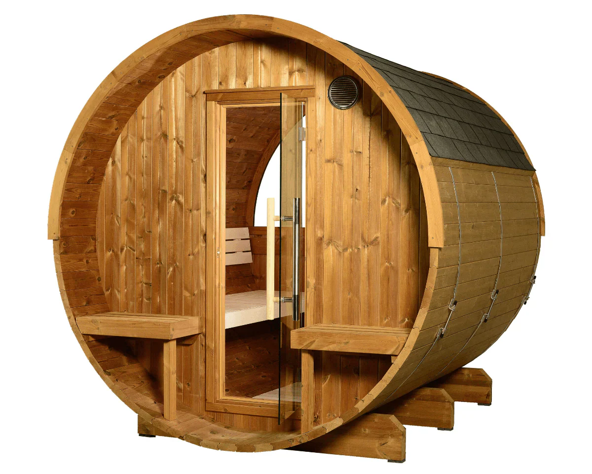 Almost Heaven Evander 6-Person Half-Moon Canopy Barrel Sauna (Heritage Collection) - Image 7