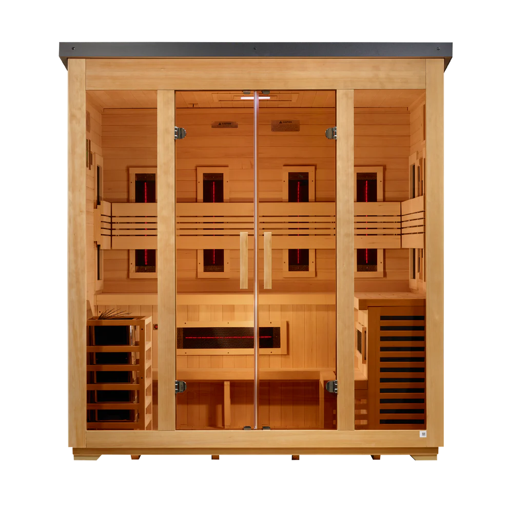 Gargellen 5 Person Hybrid (PureTech™ Full Spectrum IR or Traditional Stove) Flat Roof Outdoor Sauna (GDI-8025-01) - Image 3
