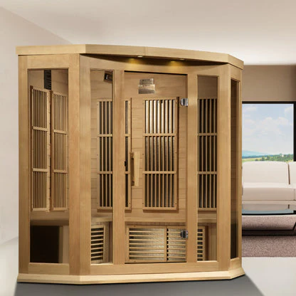 New 2026 Maxxus 3 Person Corner Near Zero EMF FAR Infrared Sauna - Canadian Hemlock - Image 4