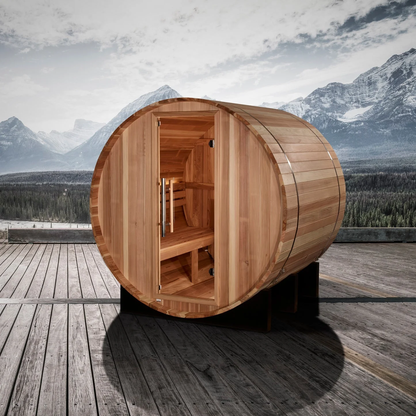 New 2026 "St. Moritz" 2 Person Barrel Traditional Sauna - Image 5