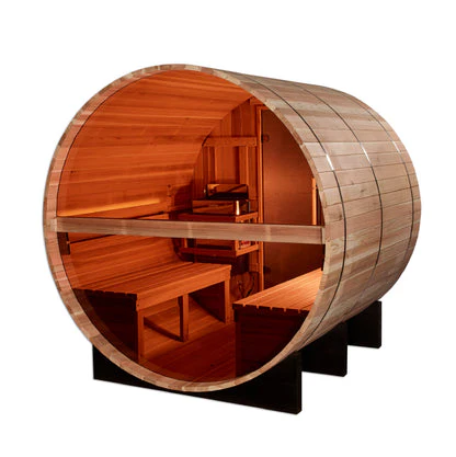 New 2026 "Zurich" 4 Person Barrel Traditional Sauna (w/ Bronze Privacy View) - Image 5