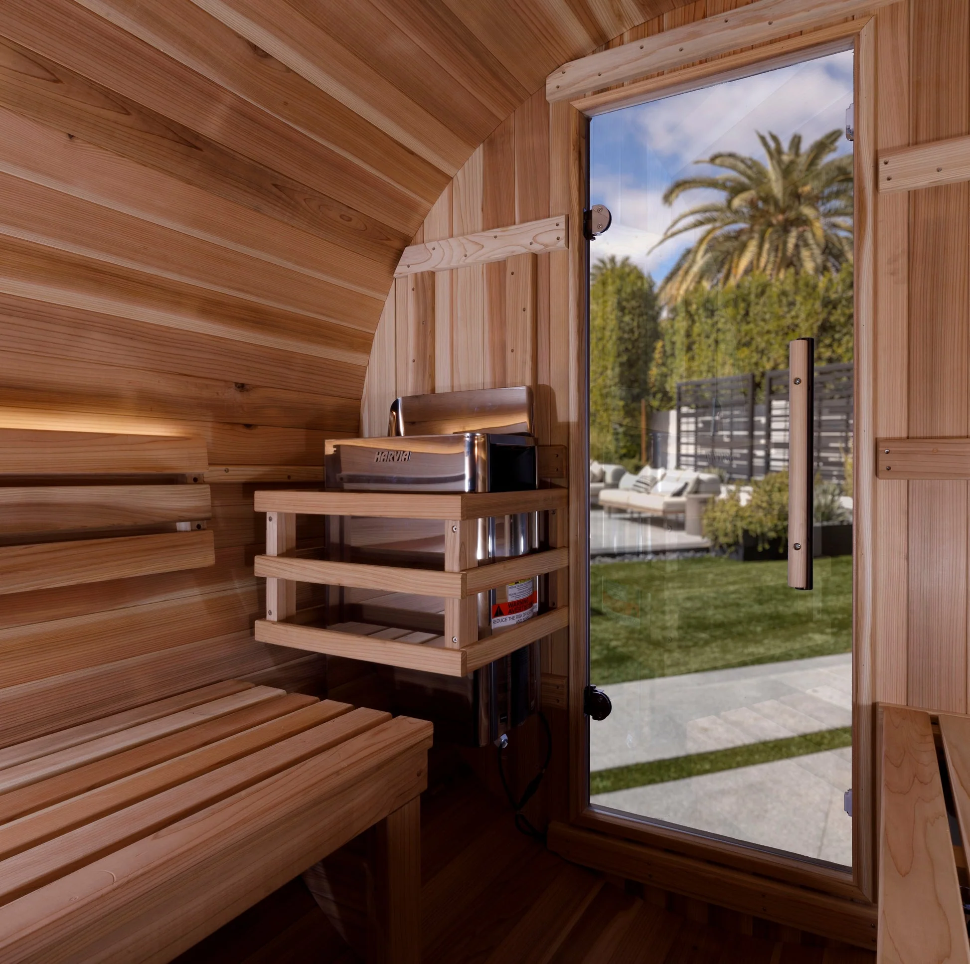 New 2026 "Zurich" 4 Person Barrel Traditional Sauna (w/ Bronze Privacy View) - Image 7