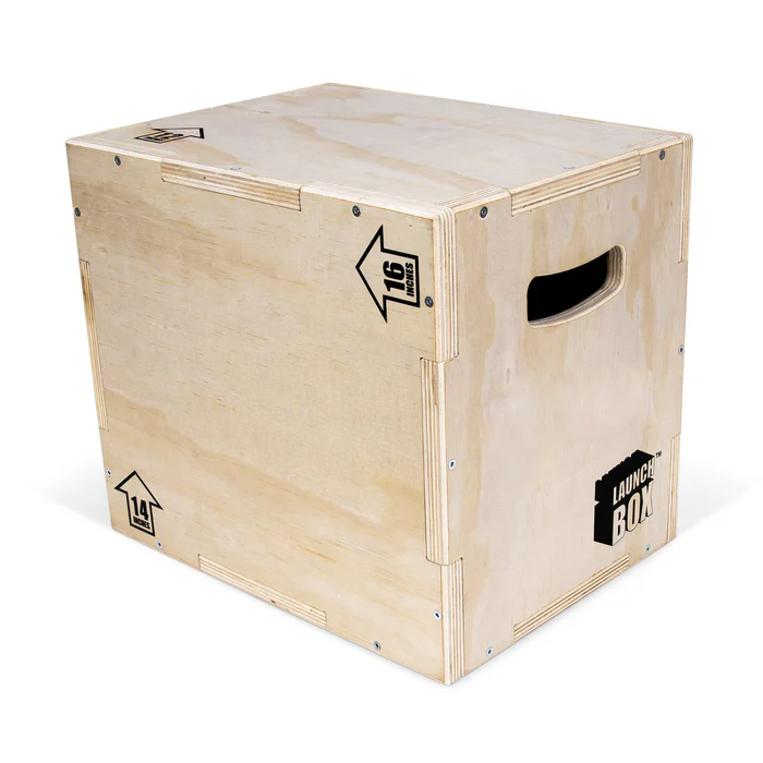 Launch Box 3-In-1 Adjustable Height Wood Plyo Jump Box For Exercises Of All Skill Levels - Small