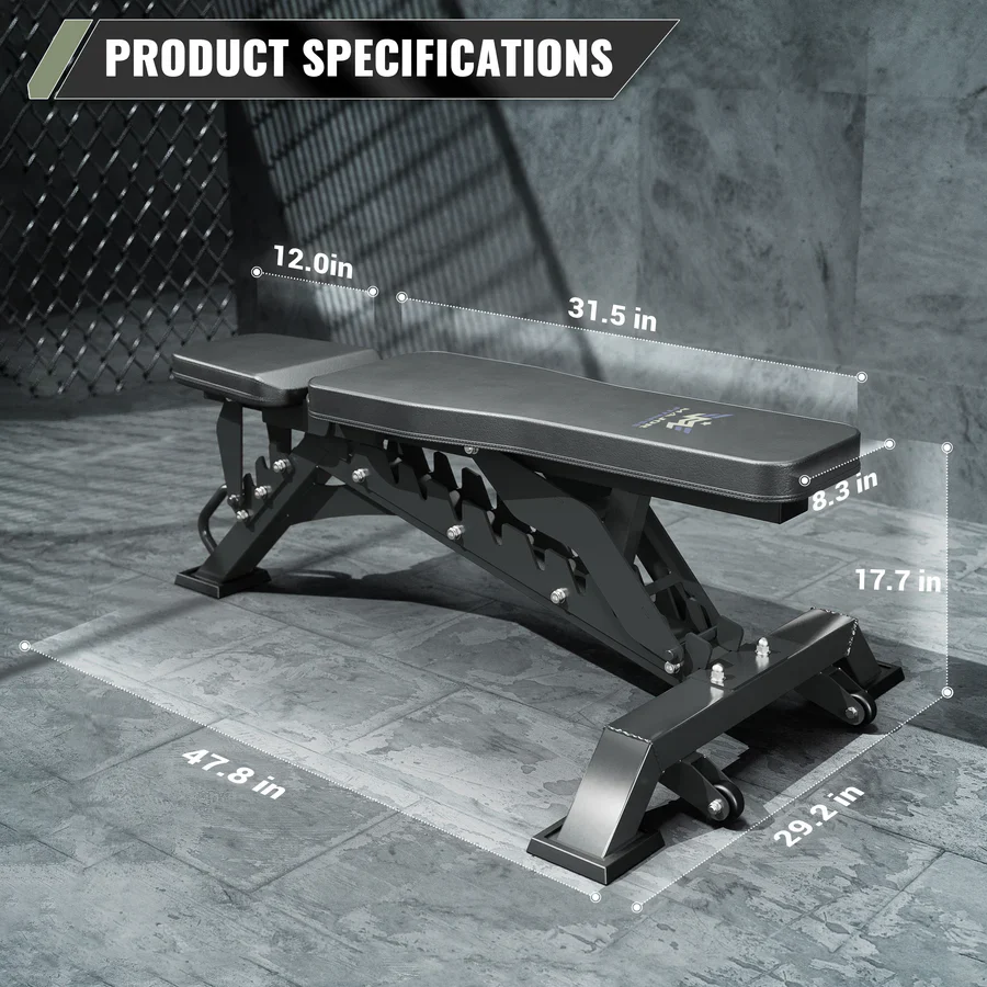 Major Fitness Adjustable Bench | 1300Lbs Capacity Weight Bench - Black - Image 4