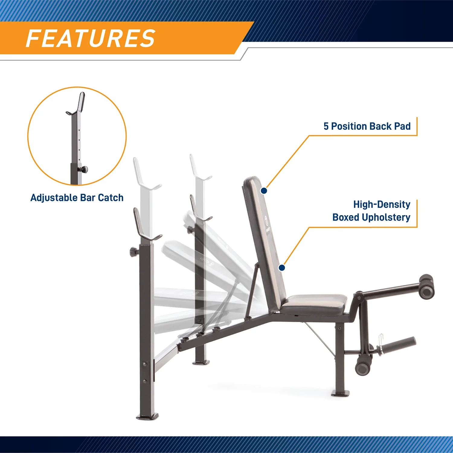 Marcy Olympic Multipurpose Weightlifting Workout Bench| MWB-4491 - Image 4